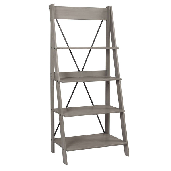 68" Solid Wood Ladder Bookshelf - Stylish Design with Four Fixed Shelves for Plants and Décor Display