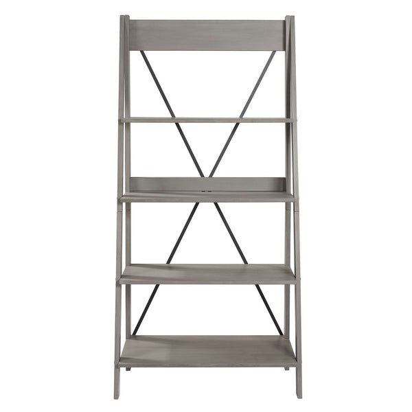 68" Solid Wood Ladder Bookshelf - Stylish Design with Four Fixed Shelves for Plants and Décor Display