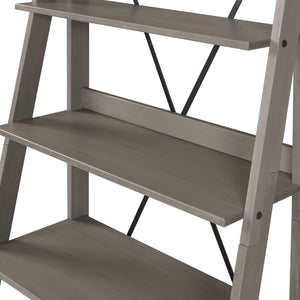 68" Solid Wood Ladder Bookshelf - Stylish Design with Four Fixed Shelves for Plants and Décor Display