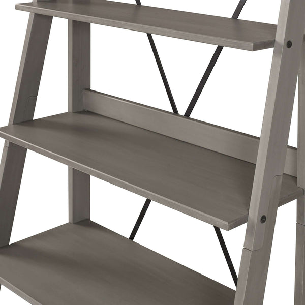 68" Solid Wood Ladder Bookshelf - Stylish Design with Four Fixed Shelves for Plants and Décor Display