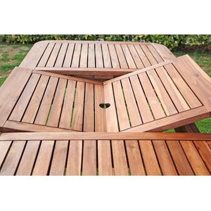 7-Piece Acacia Wood Outdoor Dining Set with Cushions - Stylish Extendable Table & Comfort Chairs