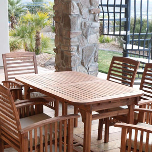 7-Piece Acacia Wood Outdoor Dining Set with Cushions - Stylish Extendable Table & Comfort Chairs