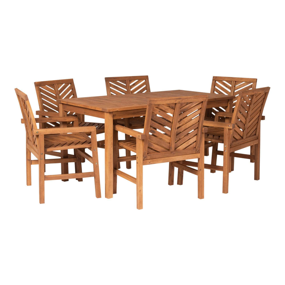 7-Piece Stylish Chevron Outdoor Dining Set – Durable, Comfortable Chairs & Umbrella-Ready Table