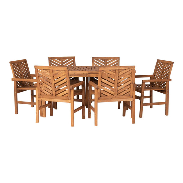 7-Piece Stylish Chevron Outdoor Dining Set – Durable, Comfortable Chairs & Umbrella-Ready Table