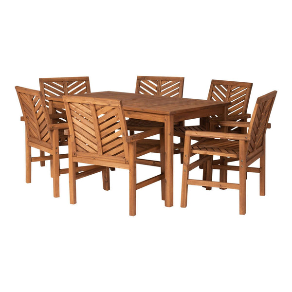 7-Piece Stylish Chevron Outdoor Dining Set – Durable, Comfortable Chairs & Umbrella-Ready Table