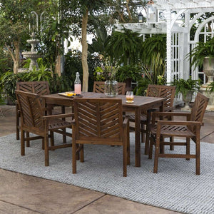 7-Piece Stylish Chevron Outdoor Dining Set – Durable, Comfortable Chairs & Umbrella-Ready Table