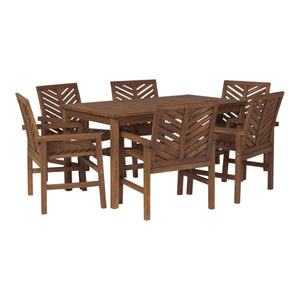 7-Piece Stylish Chevron Outdoor Dining Set – Durable, Comfortable Chairs & Umbrella-Ready Table