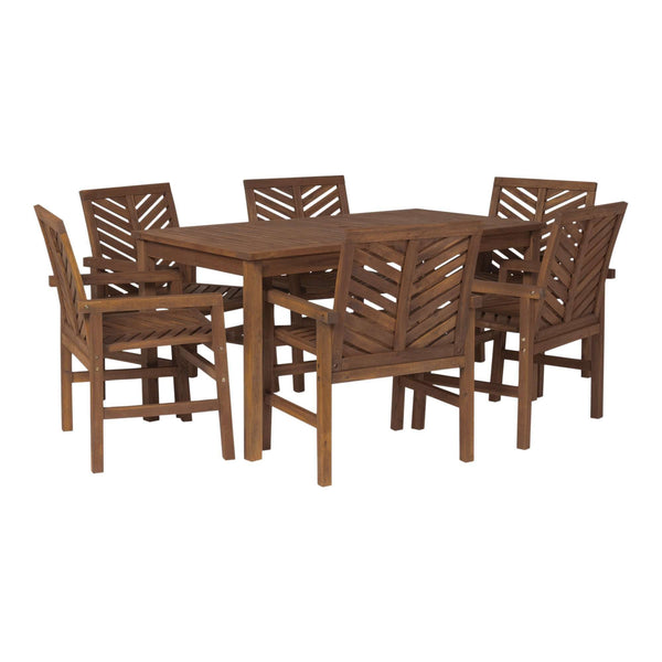 7-Piece Stylish Chevron Outdoor Dining Set – Durable, Comfortable Chairs & Umbrella-Ready Table