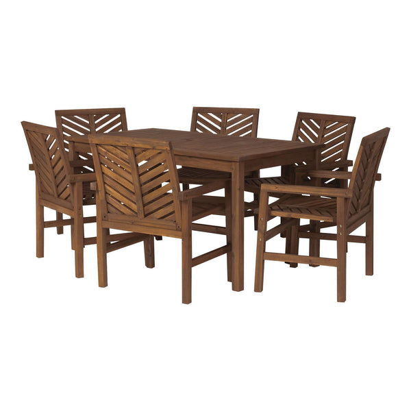 7-Piece Stylish Chevron Outdoor Dining Set – Durable, Comfortable Chairs & Umbrella-Ready Table