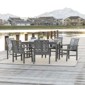 7-Piece Stylish Chevron Outdoor Dining Set – Durable, Comfortable Chairs & Umbrella-Ready Table
