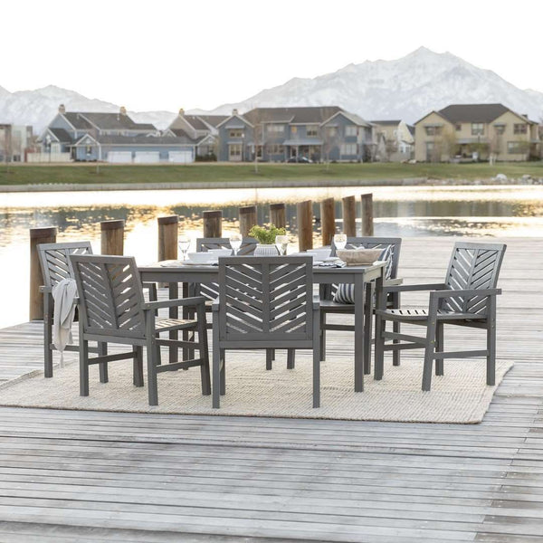 7-Piece Stylish Chevron Outdoor Dining Set – Durable, Comfortable Chairs & Umbrella-Ready Table