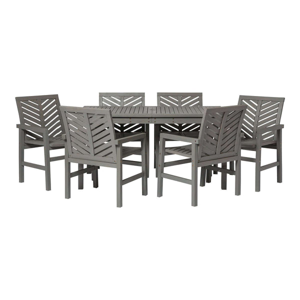 7-Piece Stylish Chevron Outdoor Dining Set – Durable, Comfortable Chairs & Umbrella-Ready Table