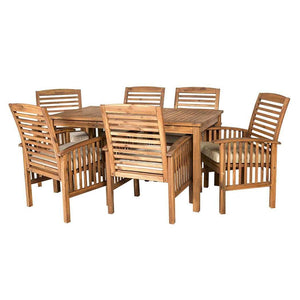 7-Piece Acacia Wood Patio Dining Set - Stylish Outdoor Table & Six Chairs for Gatherings!