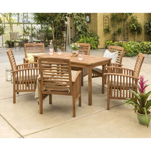 7-Piece Acacia Wood Patio Dining Set - Stylish Outdoor Table & Six Chairs for Gatherings!