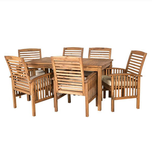 7-Piece Acacia Wood Patio Dining Set - Stylish Outdoor Table & Six Chairs for Gatherings!