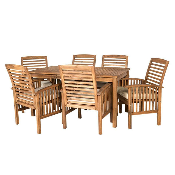 7-Piece Acacia Wood Patio Dining Set - Stylish Outdoor Table & Six Chairs for Gatherings!