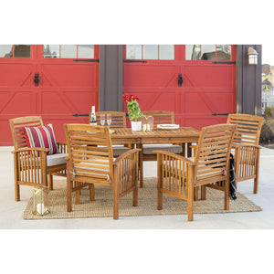 7-Piece Acacia Wood Patio Dining Set - Stylish Outdoor Table & Six Chairs for Gatherings!