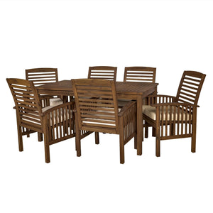 7-Piece Acacia Wood Patio Dining Set - Stylish Outdoor Table & Six Chairs for Gatherings!