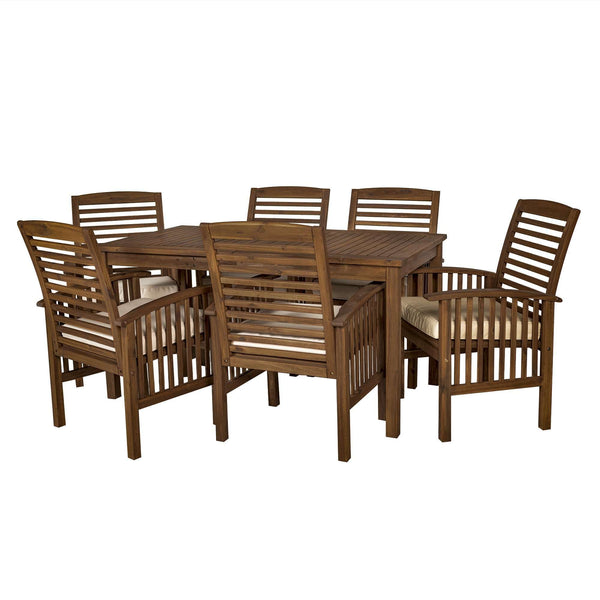 7-Piece Acacia Wood Patio Dining Set - Stylish Outdoor Table & Six Chairs for Gatherings!