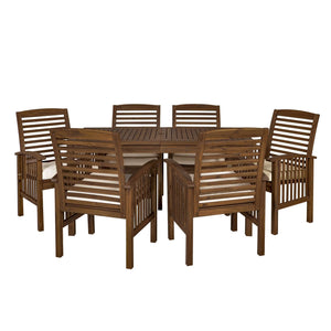 7-Piece Acacia Wood Patio Dining Set - Stylish Outdoor Table & Six Chairs for Gatherings!