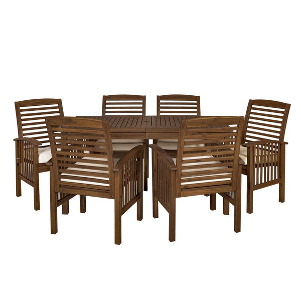 7-Piece Acacia Wood Patio Dining Set - Stylish Outdoor Table & Six Chairs for Gatherings!