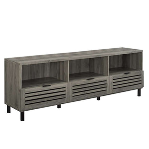 70" Modern TV Stand - Stylish Media Console with Open Shelves, Storage Cabinets & Decorative Slat Doors