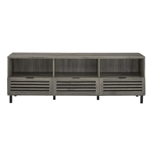 70" Modern TV Stand - Stylish Media Console with Open Shelves, Storage Cabinets & Decorative Slat Doors