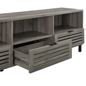 70" Modern TV Stand - Stylish Media Console with Open Shelves, Storage Cabinets & Decorative Slat Doors