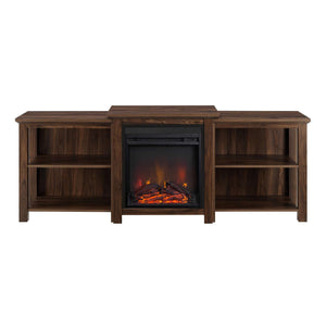 70" Tiered Open Shelf TV Console with Electric Fireplace – Perfect for Cozy Living Room Ambiance