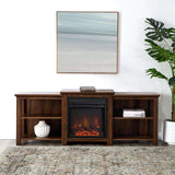 70" Tiered Open Shelf TV Console with Electric Fireplace – Perfect for Cozy Living Room Ambiance