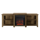 70" Tiered Open Shelf TV Console with Electric Fireplace – Perfect for Cozy Living Room Ambiance