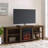 70" Tiered Open Shelf TV Console with Electric Fireplace – Perfect for Cozy Living Room Ambiance