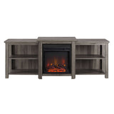 70" Tiered Open Shelf TV Console with Electric Fireplace – Perfect for Cozy Living Room Ambiance