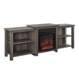 70" Tiered Open Shelf TV Console with Electric Fireplace – Perfect for Cozy Living Room Ambiance