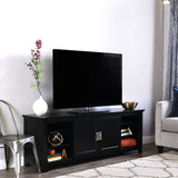 70" Traditional Wood TV Stand - Black in Solid Wood, Solid Wood Veneer, High-Grade Mdf