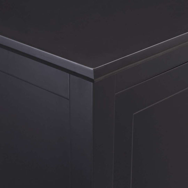 70" Traditional Wood TV Stand - Elegant Black Finish, Ample Storage, Unique Sliding Doors & Style