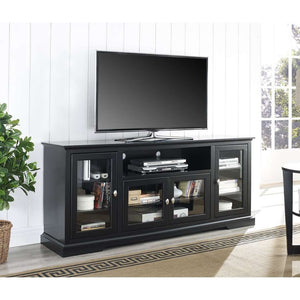 70" Traditional Wood TV Stand - Versatile Media Console with Adjustable Shelves and Glass Doors