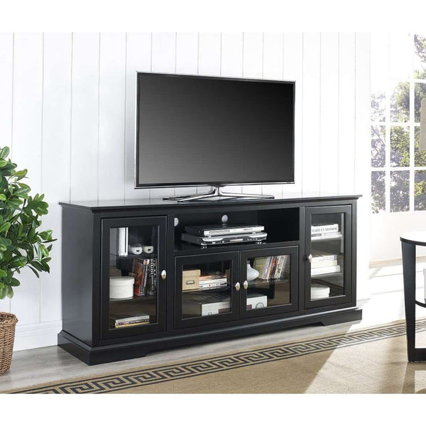 70" Traditional Wood TV Stand - Versatile Media Console with Adjustable Shelves and Glass Doors