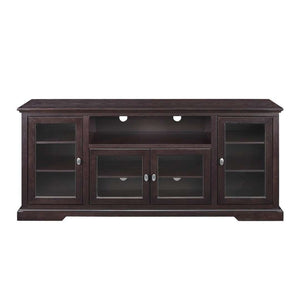 70" Traditional Wood TV Stand - Versatile Media Console with Adjustable Shelves and Glass Doors
