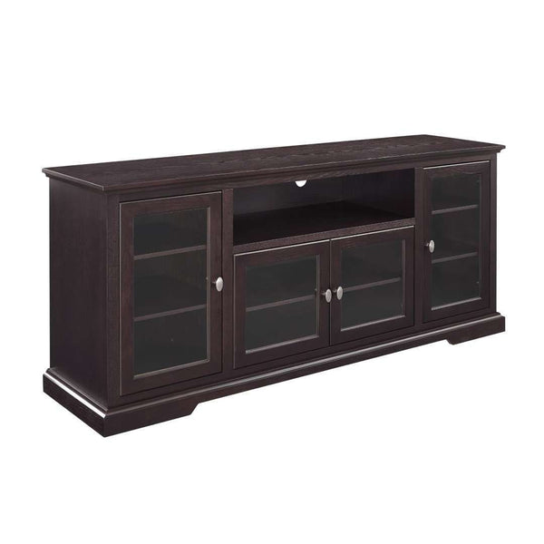 70" Traditional Wood TV Stand - Versatile Media Console with Adjustable Shelves and Glass Doors