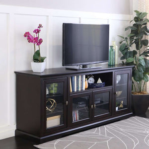 70" Traditional Wood TV Stand - Versatile Media Console with Adjustable Shelves and Glass Doors