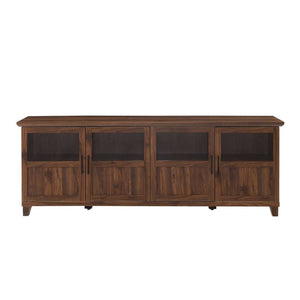 70" TV Console - Modern Transitional Design with Glass Doors, Soft Close Hinges, Adjustable Shelves