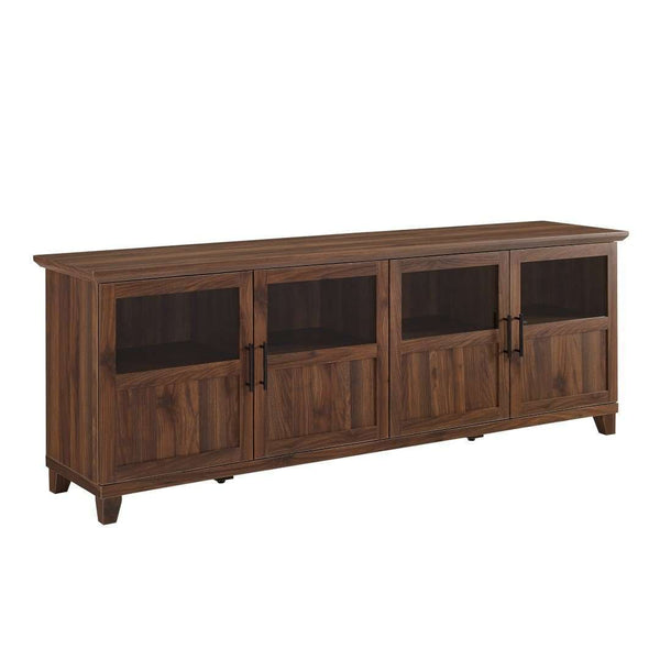 70" TV Console - Modern Transitional Design with Glass Doors, Soft Close Hinges, Adjustable Shelves