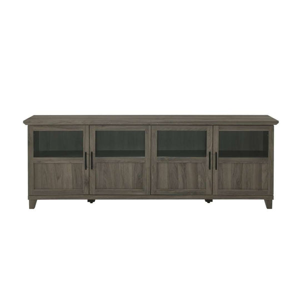 70" TV Console - Modern Transitional Design with Glass Doors, Soft Close Hinges, Adjustable Shelves