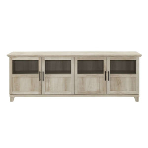 70" TV Console - Modern Transitional Design with Glass Doors, Soft Close Hinges, Adjustable Shelves