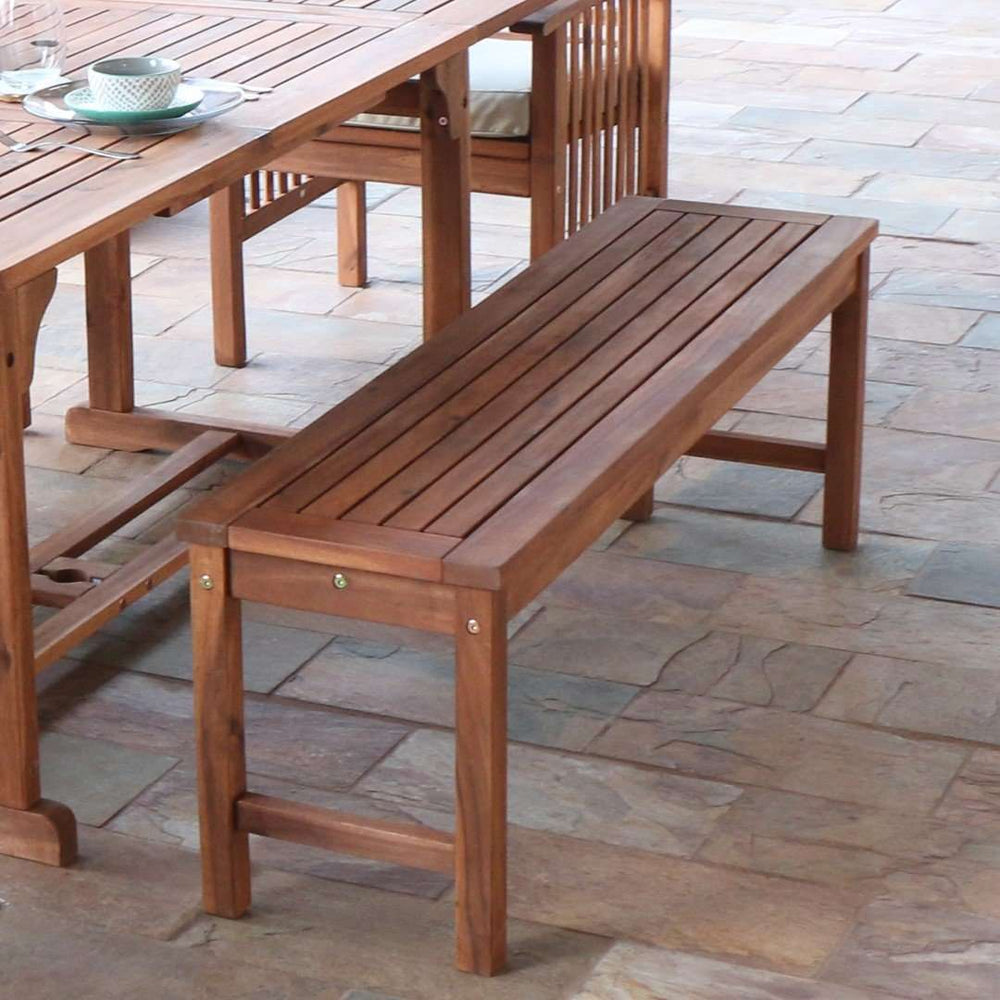 Acacia Outdoor Patio Bench - Stylish Solid Hardwood Seating for Deck, Garden, and Patio Spaces