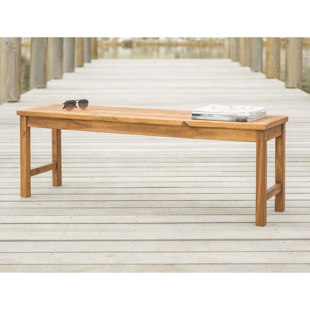 Acacia Outdoor Patio Bench - Stylish Solid Hardwood Seating for Deck, Garden, and Patio Spaces