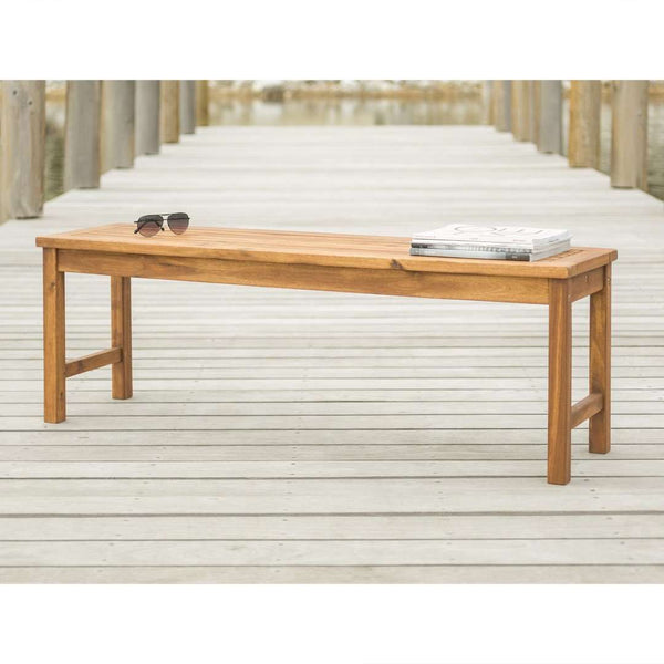 Acacia Outdoor Patio Bench - Stylish Solid Hardwood Seating for Deck, Garden, and Patio Spaces