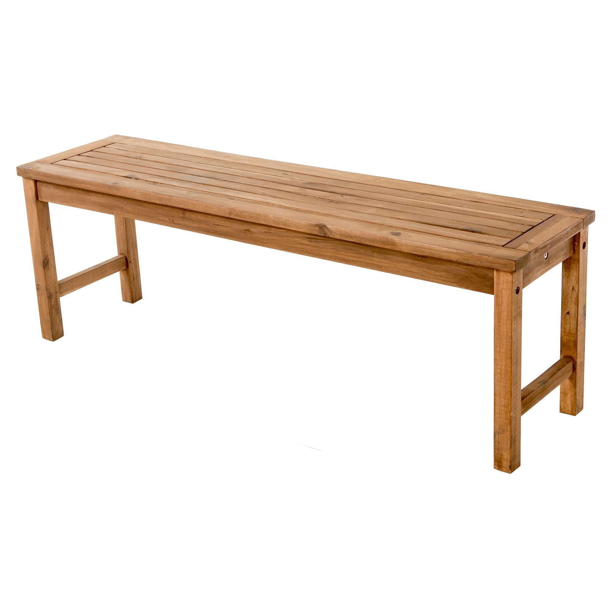 WALKER EDISON Acacia Outdoor Patio Bench - Thumbnail 2