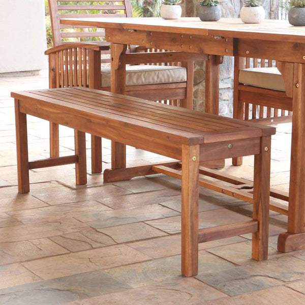 Acacia Outdoor Patio Bench - Stylish Solid Hardwood Seating for Deck, Garden, and Patio Spaces